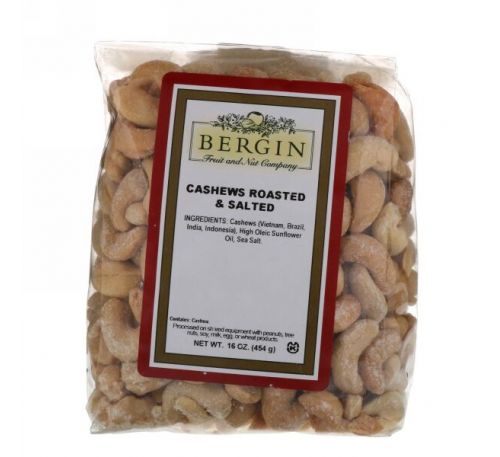 Bergin Fruit and Nut Company, Жареные и соленые орешки кешью, 16 унц. (454 г)