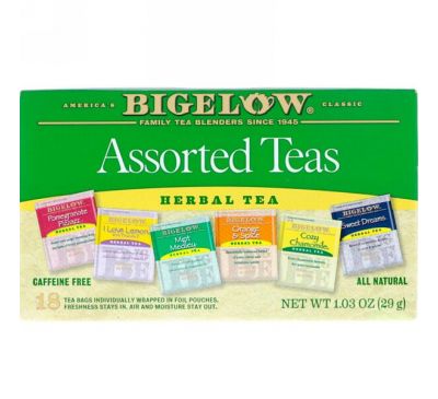 Bigelow, Ассорти из чаев, 18 чайных пакетиков, 1,03 унц. (29 г)