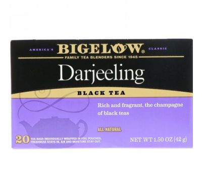 Bigelow, Черный чай Дарджилинг, 20 чайных пакетиков, 1,50 унц. (42 г)