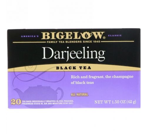 Bigelow, Черный чай Дарджилинг, 20 чайных пакетиков, 1,50 унц. (42 г)