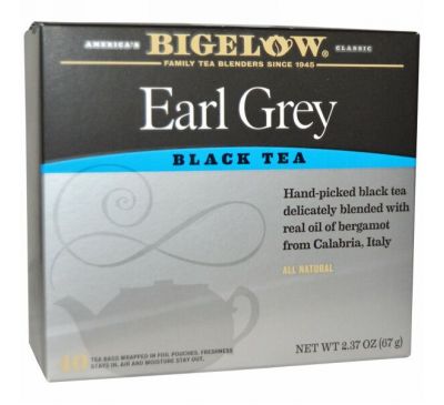 Bigelow, Эрл Грей, черный чай,  40 пакетиков, 2.37 унций (67 г)