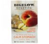Bigelow, Спокойный желудок, травяной чай с имбирем и персиком, 18 чайных пакетиков, 38 г