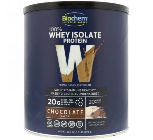 Biochem, 100% Whey Isolate Protein, Chocolate Flavor, 30.9 oz (878 g)
