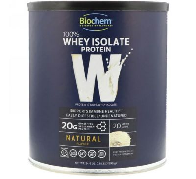Biochem, 100% Whey Isolate Protein, Natural Flavor, 24.6 oz (699 g)