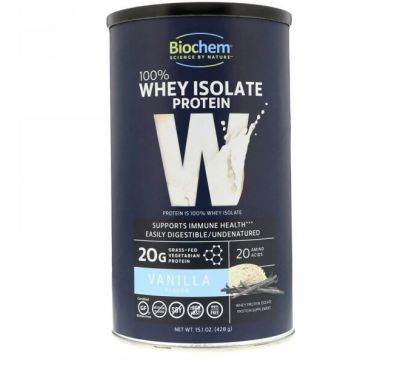 Biochem, 100% Whey Isolate Protein, Vanilla, 15.1 oz (428 g)
