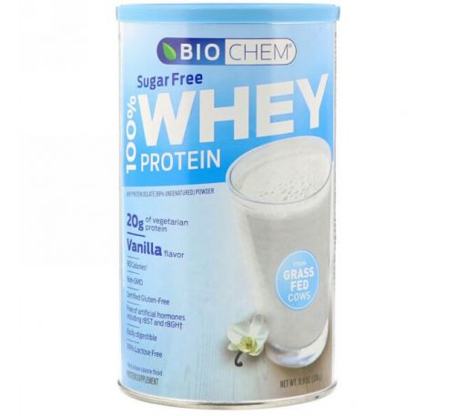 Biochem, 100% Whey Protein, Sugar Free, Vanilla, 11.8 oz (336 g)