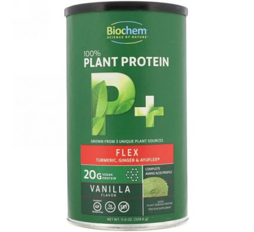 Biochem, 100% растительный протеин, P+ здоровье костей и суставов, со вкусом ванили, 11,6 унц. (328,6 г)