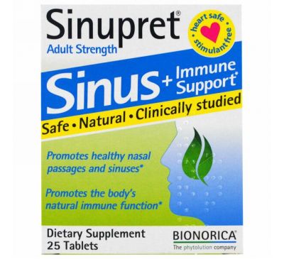 Bionorica, Sinupret, Синус + Имунная Поддержка, Формула для Взрослых 25 таблеток