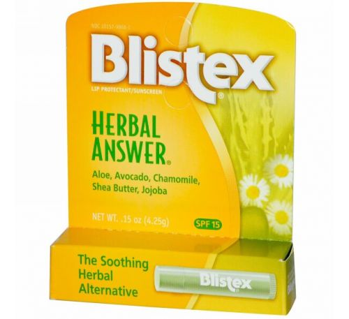 Blistex, Herbal Answer, солнцезащитный бальзам для губ, фактор солнечной защиты 15 (SPF), 0,15 унций (4.25 гр)