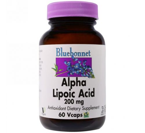 Bluebonnet Nutrition, Альфа-липоевая кислота, 200 мг, 60 капсул в растительной оболочке