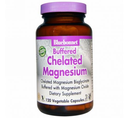 Bluebonnet Nutrition, Буферизованный хелатный магний, 120 вегетарианских капсул