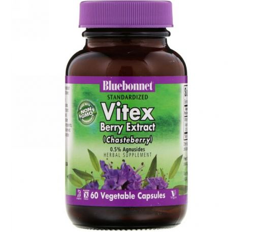 Bluebonnet Nutrition, Экстракт ягод витекса, 60 растительных капсул