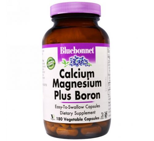 Bluebonnet Nutrition, Кальций, магний, бор, 180 капсул в растительной оболочке