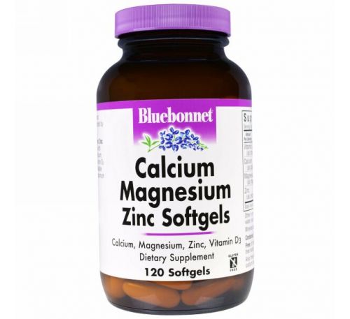 Bluebonnet Nutrition, Кальций, магний и цинк, 120 гелевых капсул
