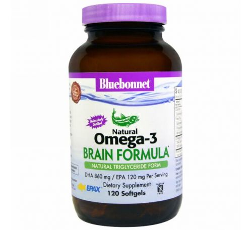 Bluebonnet Nutrition, Натуральный состав для мозга с омега-3, 120 мягких капсул