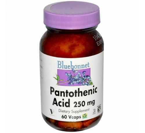 Bluebonnet Nutrition, Пантотеновая кислота, 250 мг, 60 растительных капсул