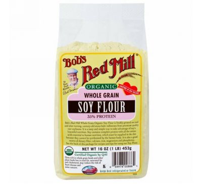 Bob's Red Mill, Органическая соевая мука из цельного зерна 16 унции (453 г)
