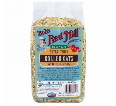 Bob's Red Mill, Органические, экстра толстые овсяные хлопья, 16 унций (453 г)