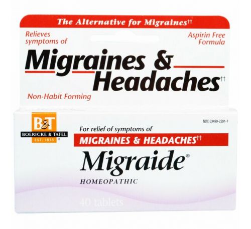 Boericke & Tafel, Migraide, формула максимальной силы от головной боли 40 таблеток