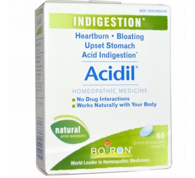 Boiron, Acidil, при кислотном несварении, 60 быстрорастворимых таблеток