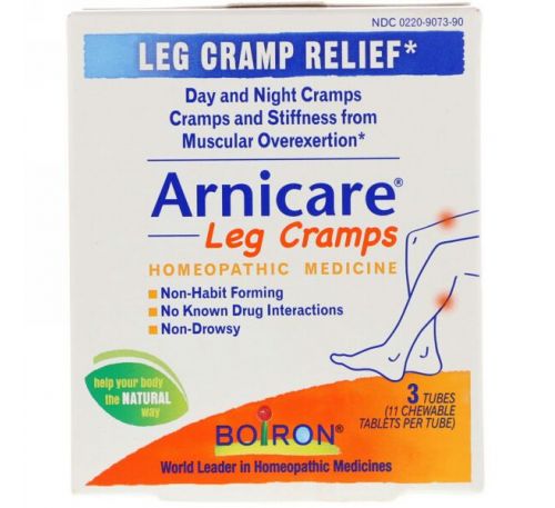 Boiron, Arnicare Leg Cramps, 3 Tubes, 11 Chewable Tablets Each