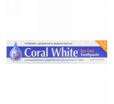 CORAL LLC, Coral White Toothpaste, Tea Tree, 6 oz