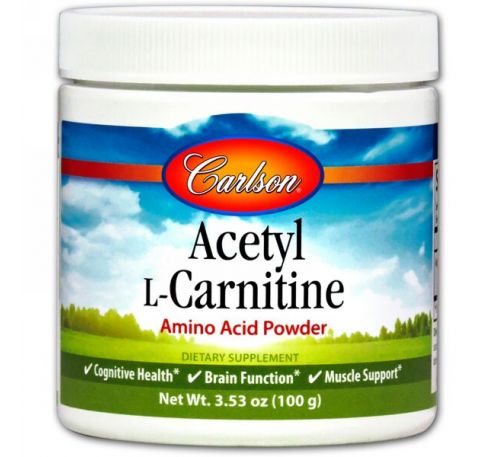 Carlson Labs, Ацетилкарнитин, аминокислотный порошок, 3,53 унц. (100 г)