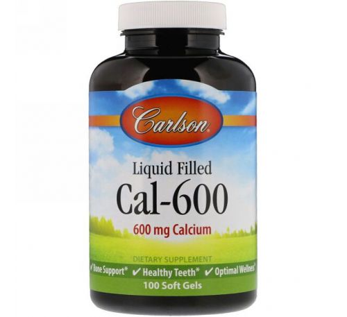 Carlson Labs, Cal-600 с жидким наполнителем, 600 мг, 100 мягких таблеток