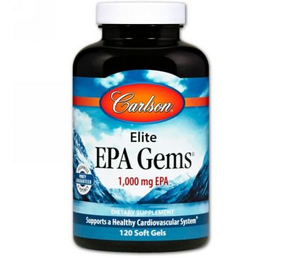 Carlson Labs, Elite EPA Gems, 1000 мг, 120 мягких капсул