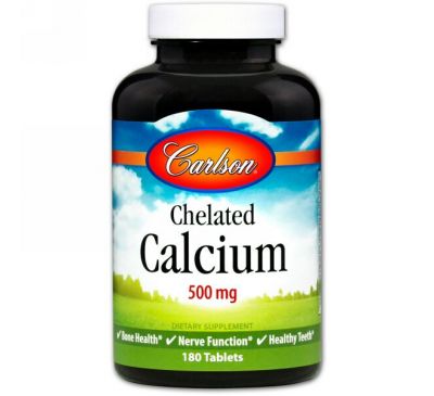 Carlson Labs, Кальций в форме хелата, 500 мг, 180 таблеток