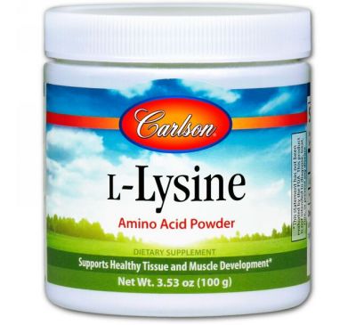 Carlson Labs, L-лизин, аминокислота в форме порошка, 100 г