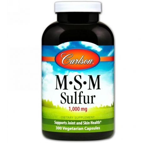 Carlson Labs, MSM Sulfur, 1000 мг, 300 вегетарианских капсул