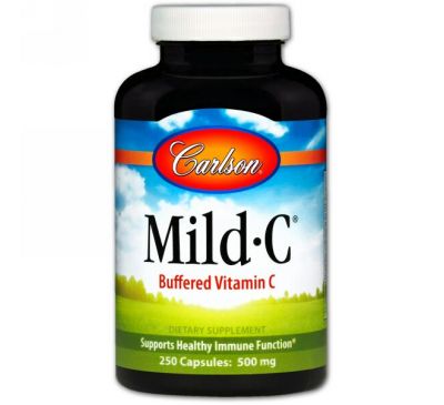 Carlson Labs, Mild·C, Витамин C, 500 мг, 250 капсул