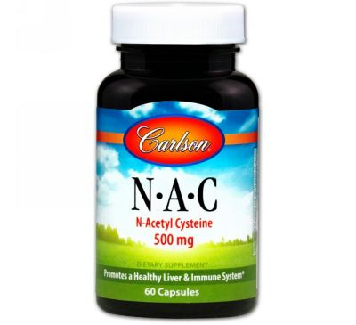 Carlson Labs, N·A·C, N-ацетилцистеин, 500 мг, 60 капсул