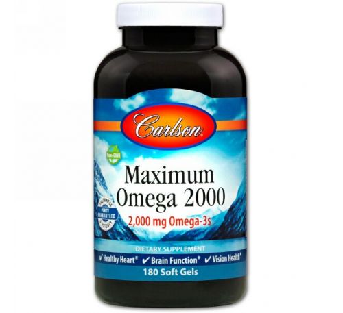 Carlson Labs, Омега Maximum 2000, 2 000 мг, 180 капсул