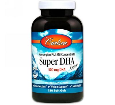Carlson Labs, Рыбий жир «Сокровища супер-DHA»,  180 мягких капсул