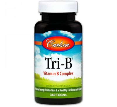 Carlson Labs, Tri-B, комплекс витамина B, 360 таблеток
