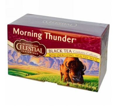 Celestial Seasonings, Черный чай «Утренний гром», 20 пакетиков, 40 г