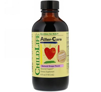 ChildLife, Важные питательные вещества, средство от аллергии, вкус натурального винограда, 118,5 мл
