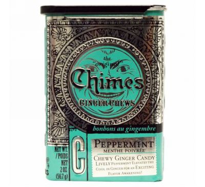 Chimes, Ginger Chews, Peppermint, 2 oz.