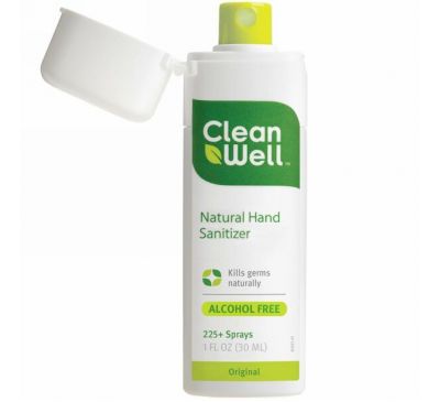CleanWell, Натуральный антисептик для рук, без спирта, оригинальный, 30 мл