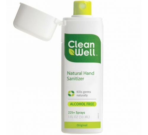 CleanWell, Натуральный антисептик для рук, без спирта, оригинальный, 30 мл