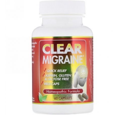 Clear Products, Clear Migraine при мигренях, 60 капсул