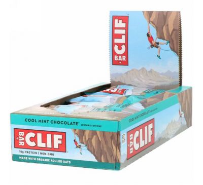 Clif Bar, Энергетические батончики с освежающим вкусом мятного шоколада, 12 шт. по  75г каждый
