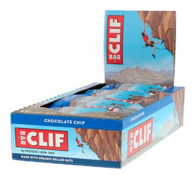 Clif Bar, Энергетический батончик, Шоколадная крошка, 12 баточников, 2,40 унц. (68 г) каждый