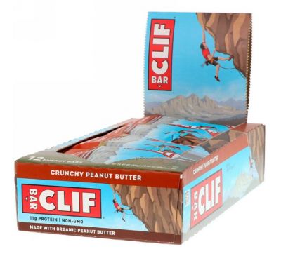 Clif Bar, Энергетический батончик, хрустящее арахисовое масло, 12 штук по 2,40 унции (68 г) каждая