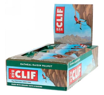Clif Bar, Энергетический батончик с овсянкой, изюмом и грецким орехом, 12 батончиков, 2,40 унции (68 г) каждый