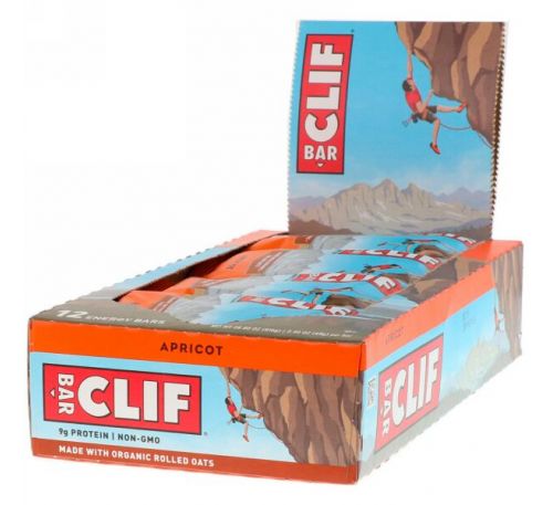 Clif Bar, Энергетический батончик со вкусом абрикоса, 12 шт. по 68г каждый
