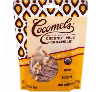 Cocomels, Органическая карамель с кокосовым молоком, ваниль, 3,5 унц. (100 г)