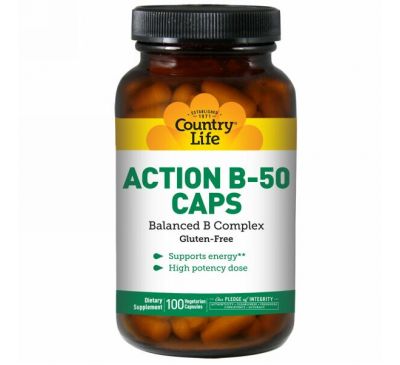 Country Life, Action B-50 в капсулах, 100 вегетарианских капсул